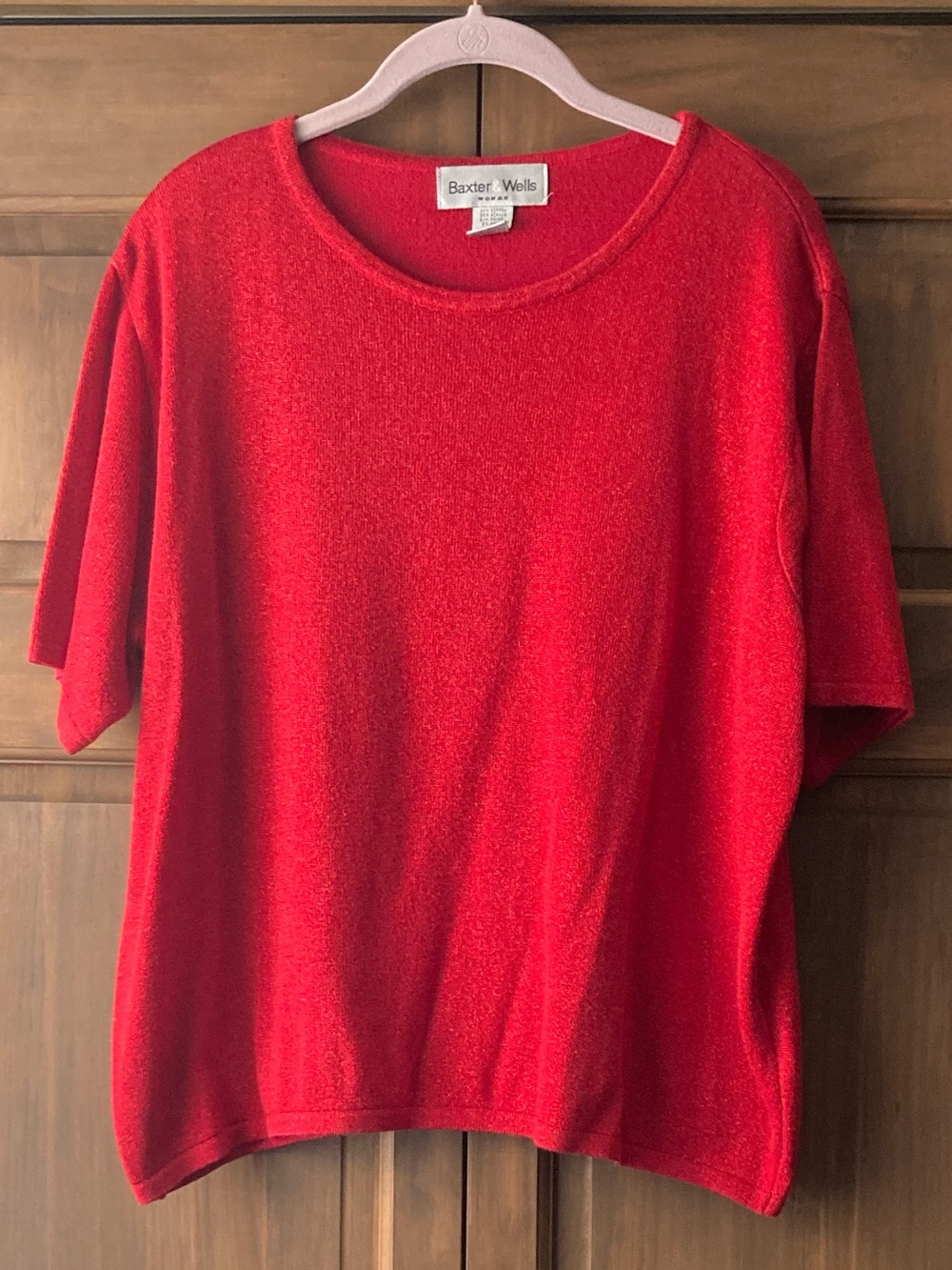 Baxter & Wells Sparkly Red SS Top 2X